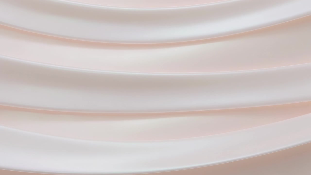 Shifting after subtle drift, curved cream and blush bands flowing down in studio closeup, calming