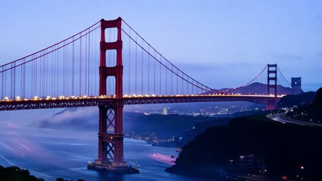 el puente de la puerta dorada iluminado por la noche muestra varias temperaturas de color y ajustes de equilibrio de blanco