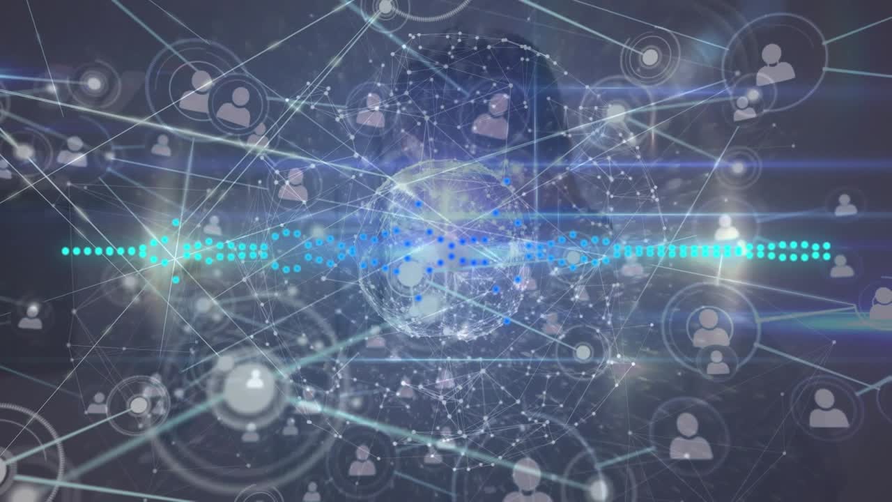 Animation of data processing with network of connections over diverse doctors