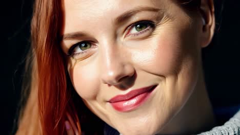 retrato de una mujer hermosa con cabello rojo y ojos verdes