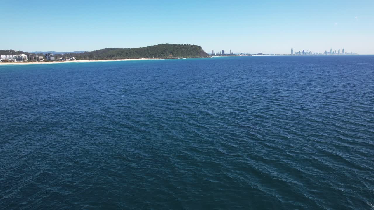 Overlooking Burleigh Heads National Park On The Gold Coast, Australia. Aerial Wide Shot