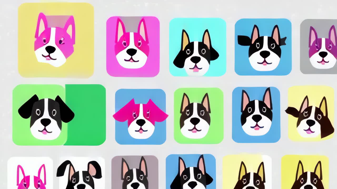 Collection of Colorful Cartoon Dog Icons and Faces