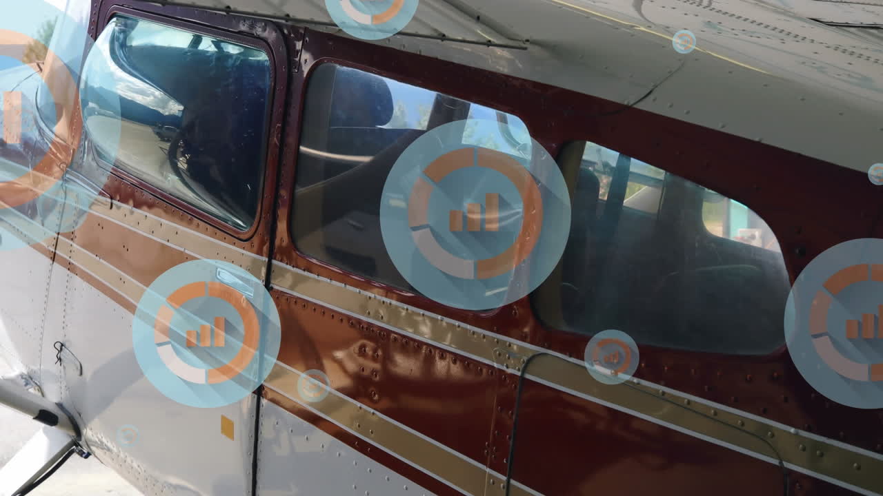 공항에서 비행기 위에서 비즈니스 아이콘의 애니메이션