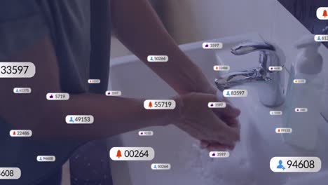 카우카스 여성이 손을 는 미디어 아이콘의 애니메이션