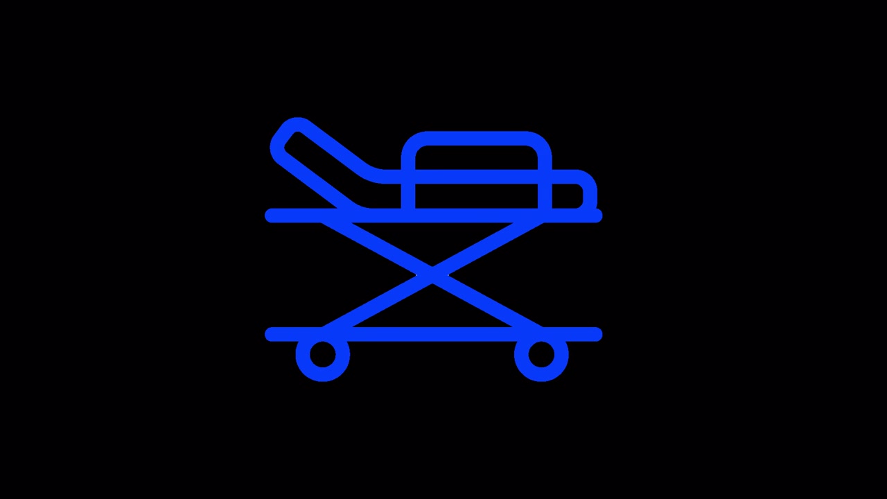 Animated Blue Medical Stretcher Icon on Black Background