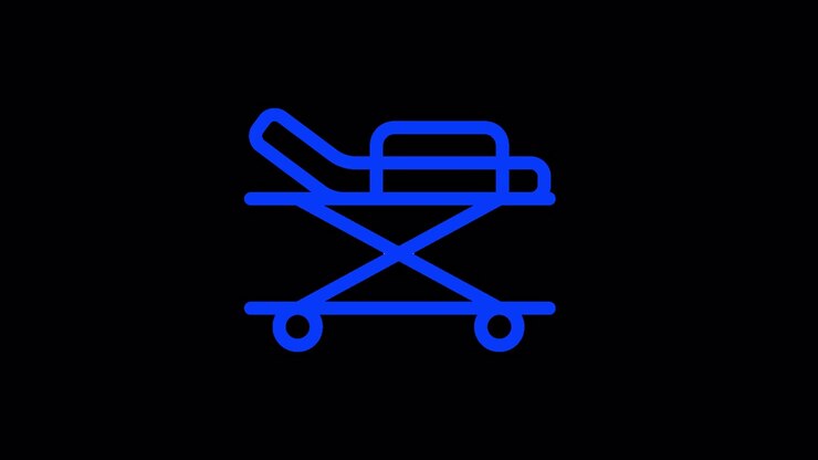 Animated Blue Medical Stretcher Icon on Black Background