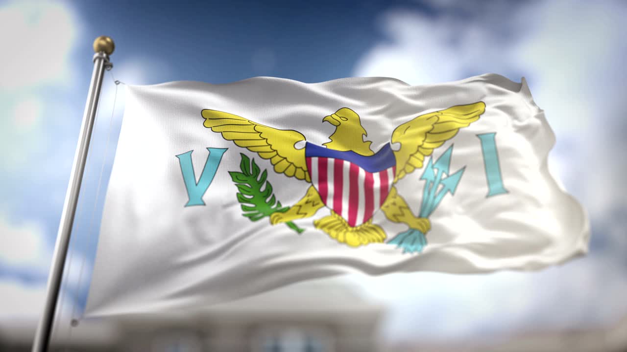 미국 버진 아일랜드 발이 느린 동작 3d 렌더링 파란 하늘 배경 - 원활한 루프 4k