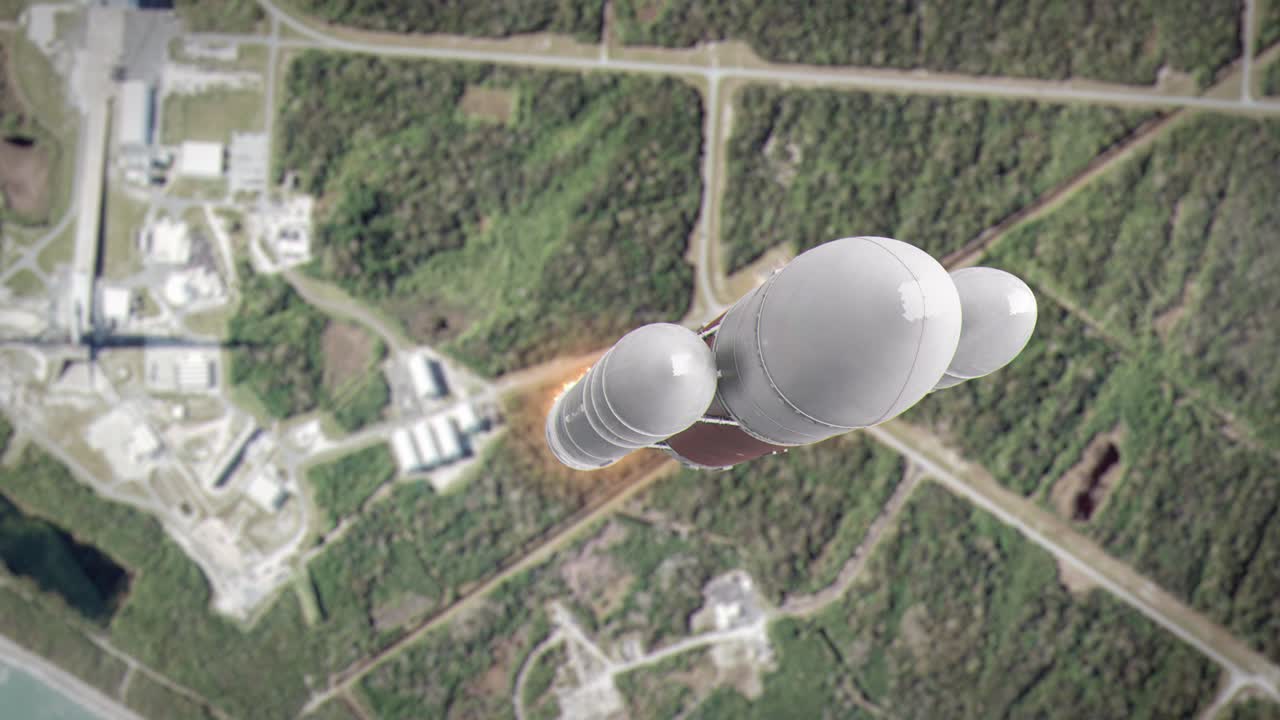 Aerial Shot of a Space Rocket Launching as Seen From Above