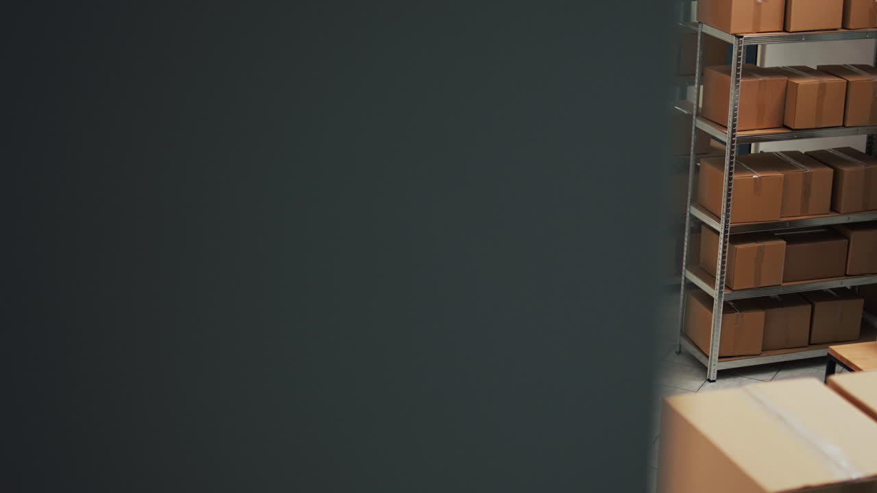 Warehouse with Boxes on Shelves