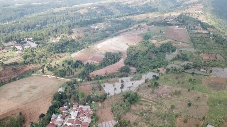 Aerial View of Agricultural Terraces in a Mountainous Region