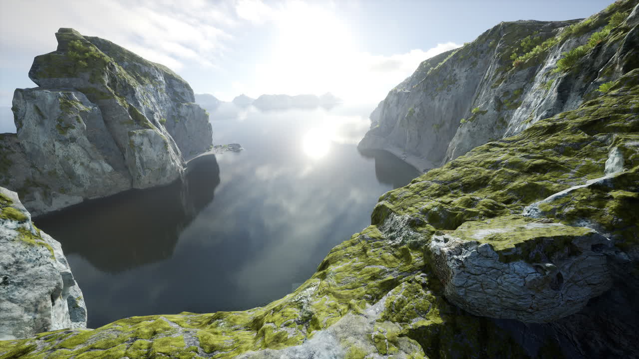 산의 호수 의 숨막히는 풍경