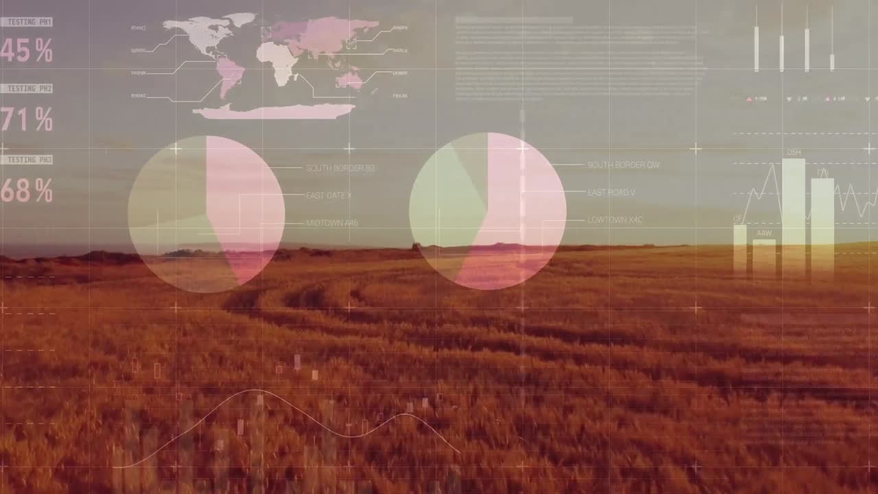 농장  ⁇ 의 공중 뷰를 통해 통계 데이터 처리의 애니메이션