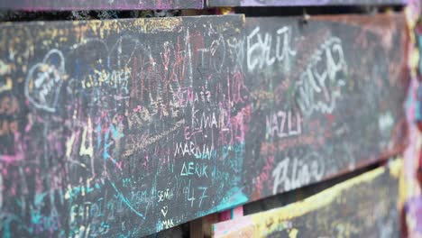 message board with colorful writings