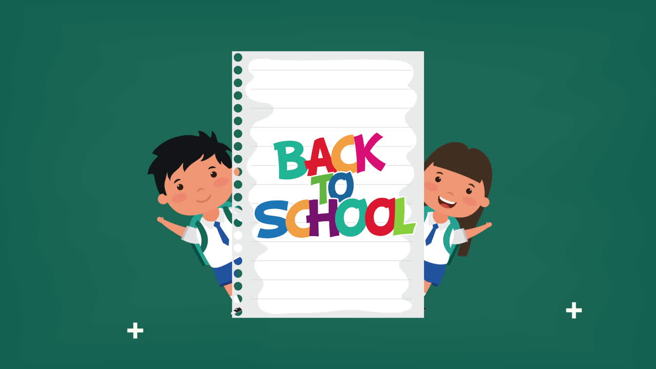 작은 아이들과 종이 시트와 함께 학교 시즌으로 돌아갑니다.