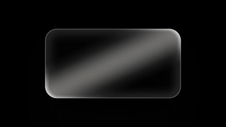 Floating Glass Rectangle Frame on Black Background