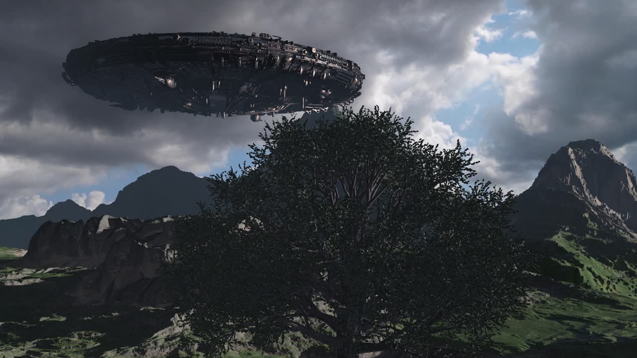 UFO Over a Mountainous Landscape