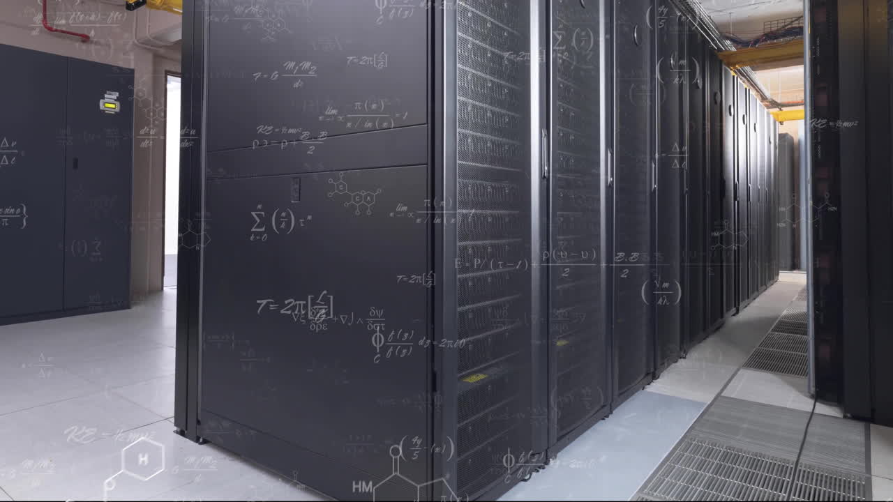 animación del procesamiento de datos digitales a través de servidores informáticos