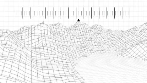 Animation-Eines-3D-Bodens-Mit-Gittermustern-Vor-Dem-Hintergrund-Einer-Graduierungsregel