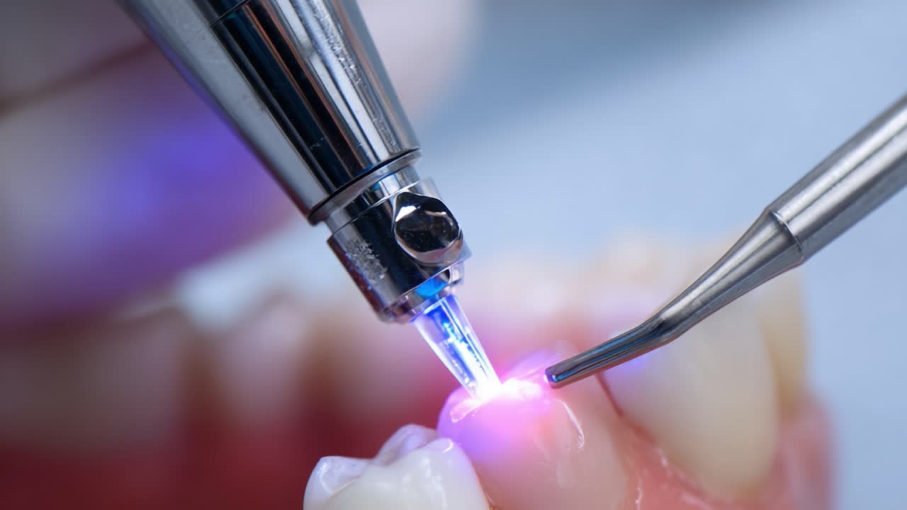 Advanced Dental Procedure Utilizing a Laser and Precision Instruments for Effective Treatment of Gum Issues in a Clinical Setting