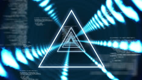 animación de formas y procesamiento de datos sobre el túnel