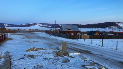 simple rural town in the hills of northern mongolia named khatgal
