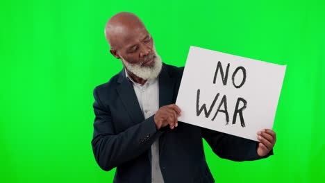 Face,-green-screen-and-black-man-with-no-war