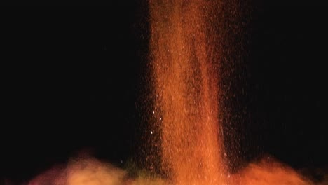 el salto de partículas relucientes en cámara lenta