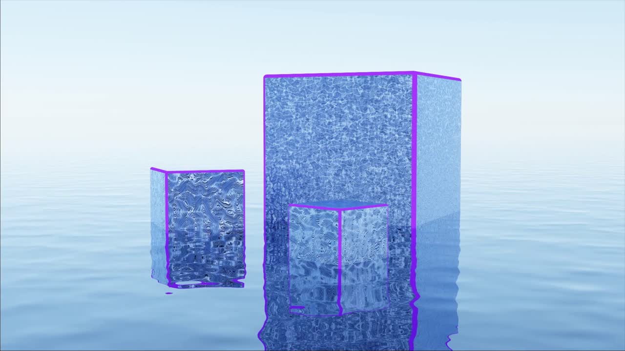 голубые кубики в воде