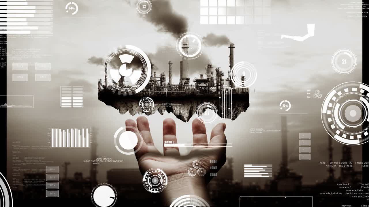 Geleceğin fabrika tesisi ve yaratıcı enerji endüstrisi konsepti