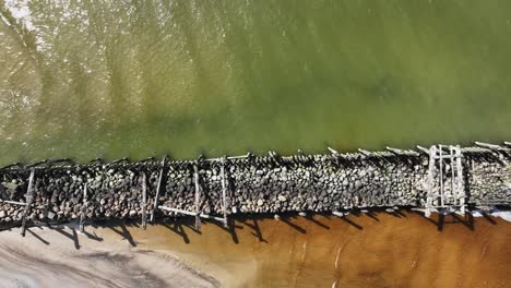 Aerial-view-the-ruins-of-a-footbridge