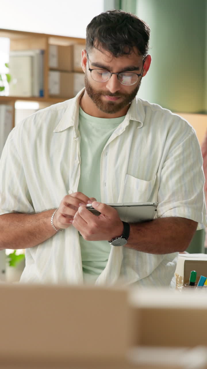 Man using tablet in business setting