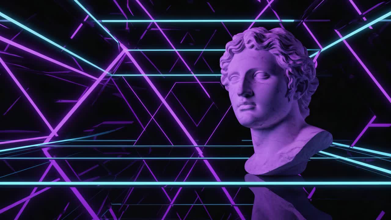 Sculpture with Neon Lines