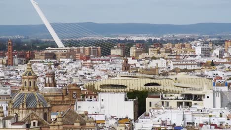 aerial view of the skyline of seville with the setas de sevilla inside the old town