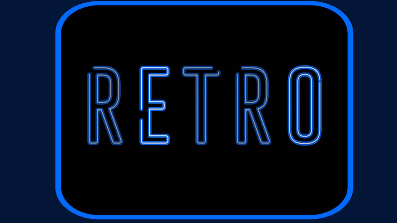 어두운 배경 위에 네온 레트로 텍스트의 애니메이션