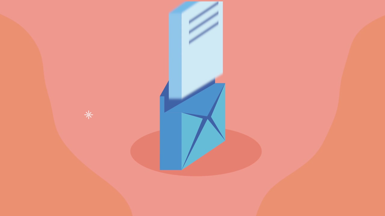 Animazione isometrica di invio e-mail con busta