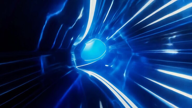 Tunnel blu luminoso astratto
