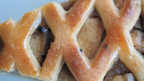 close-up of a slice of apple pie