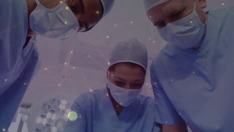 Animation-of-network-of-connections-over-surgeons-in-operating-theater