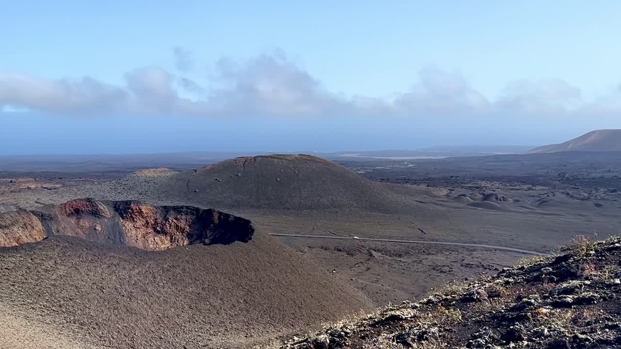 Volcanic landscape. Lava sea. Volcano craters. Lanzarote. Canary Islands.