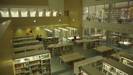 大きな図書館で勉強する人々