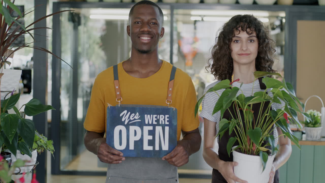 Friendly Florist Staff Welcoming Customers