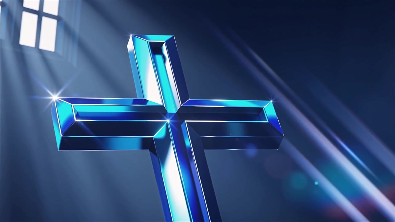 Croce Cristiana Luce Celestiale Sfondo per il Culto.