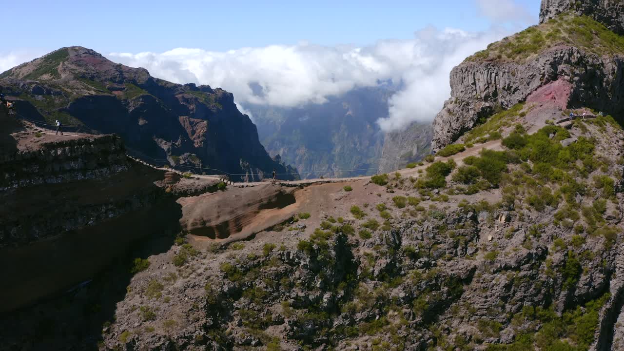 Hiking a Mountain Ridge in Madeira, Portugal