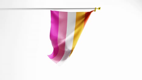 Vertical-video-of-waving-lesbian-pride-flag-against-white-background