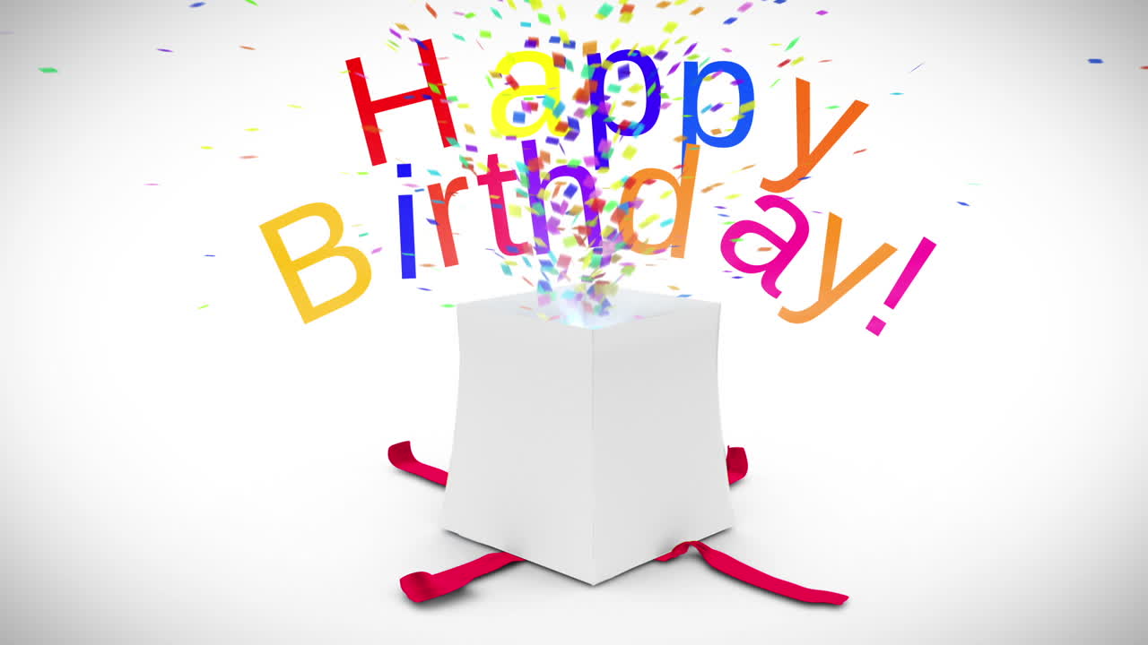 animación digital de regalo de cumpleaños explotando