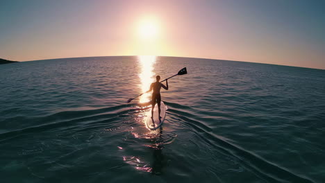 sunset paddleboarding