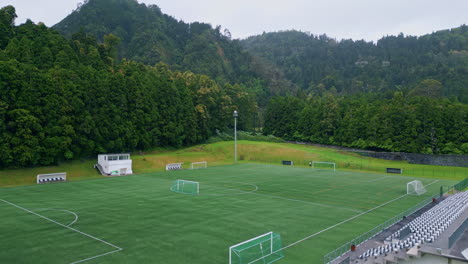 football field green forest nature. sport lawn playground in national woodland