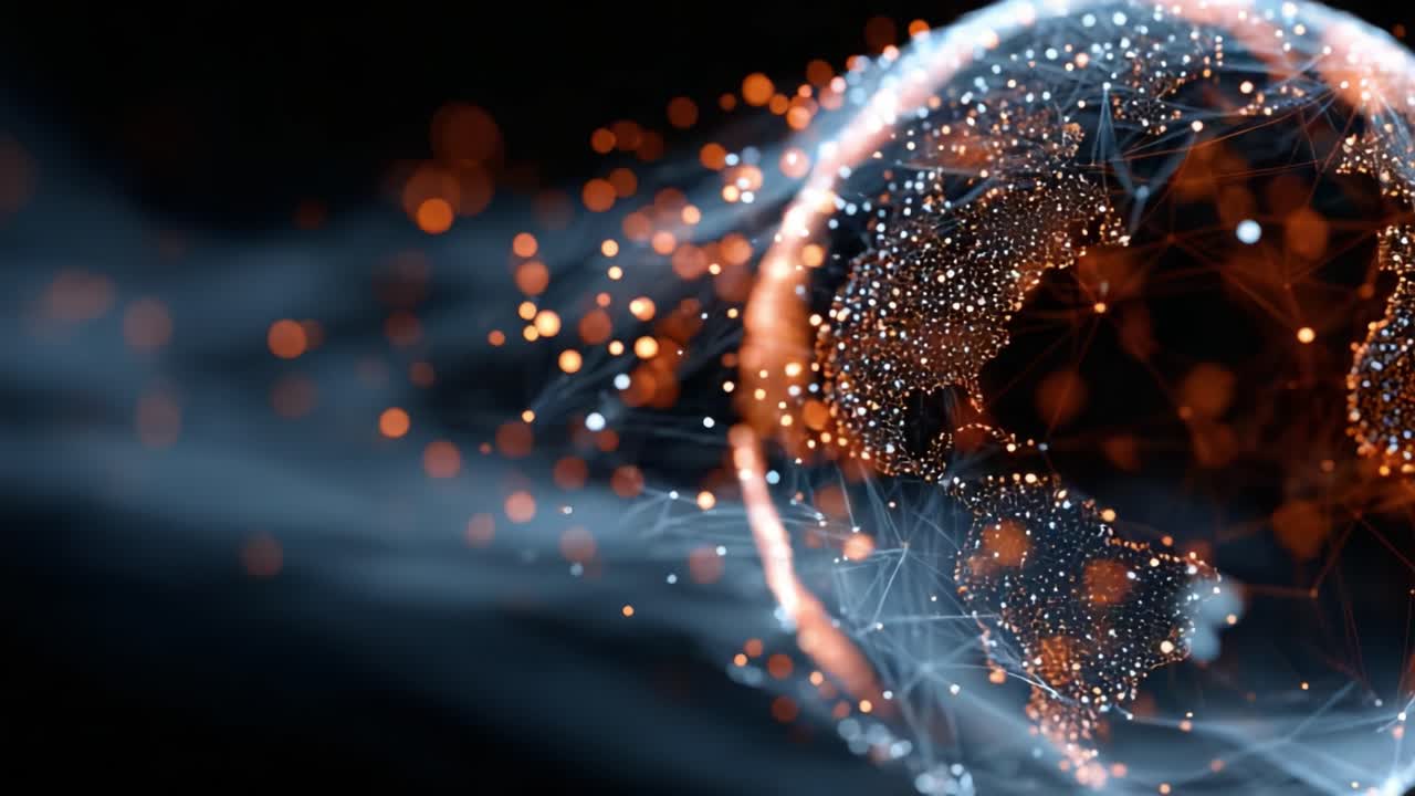 A Stunning Visualization of a Global Network, Embellished with Glowing Particles and Interconnecting Lines Symbolizing Technology and Connectivity