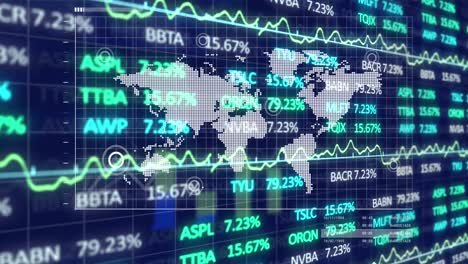 Vídeo-De-Mapa-Mundial-Y-Gráficos-Con-Datos-Del-Mercado-De-Valores-Global-Con-Cifras-Financieras