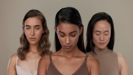 natural beauty, face and diversity with women